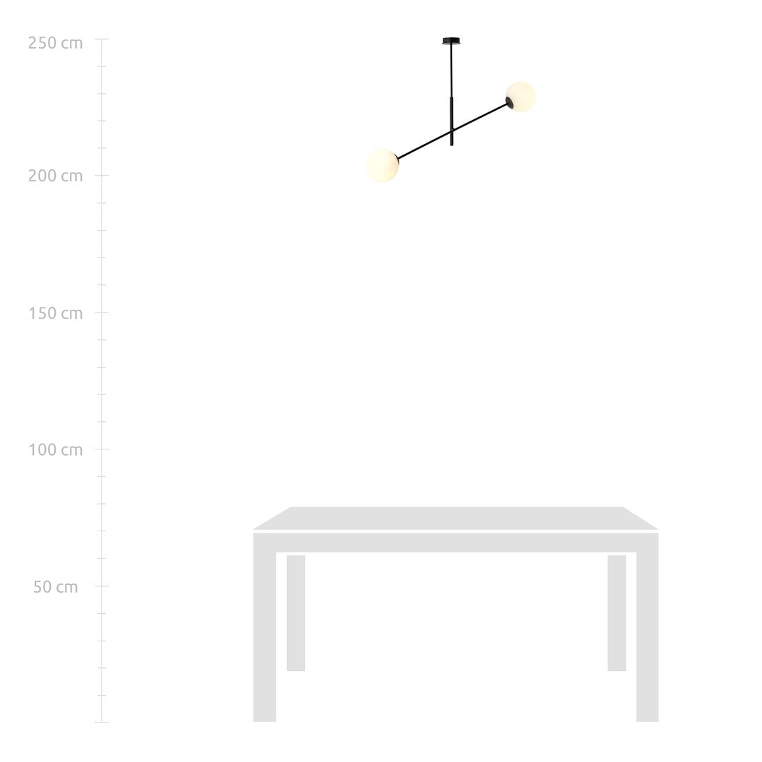 Závěsné svítidlo LINEAR 2 – černé, opálové sklo