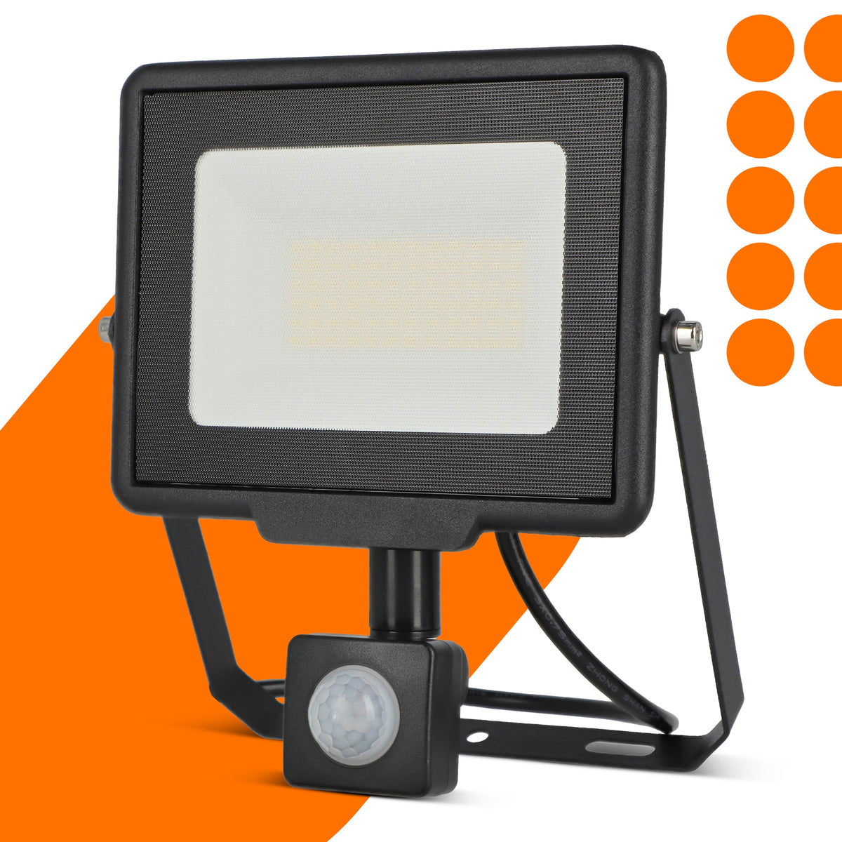 LED reflektor s PIR čidlem 50 W, 4000 lm, neutrální bílá 4500 K, IP65, 230 V
