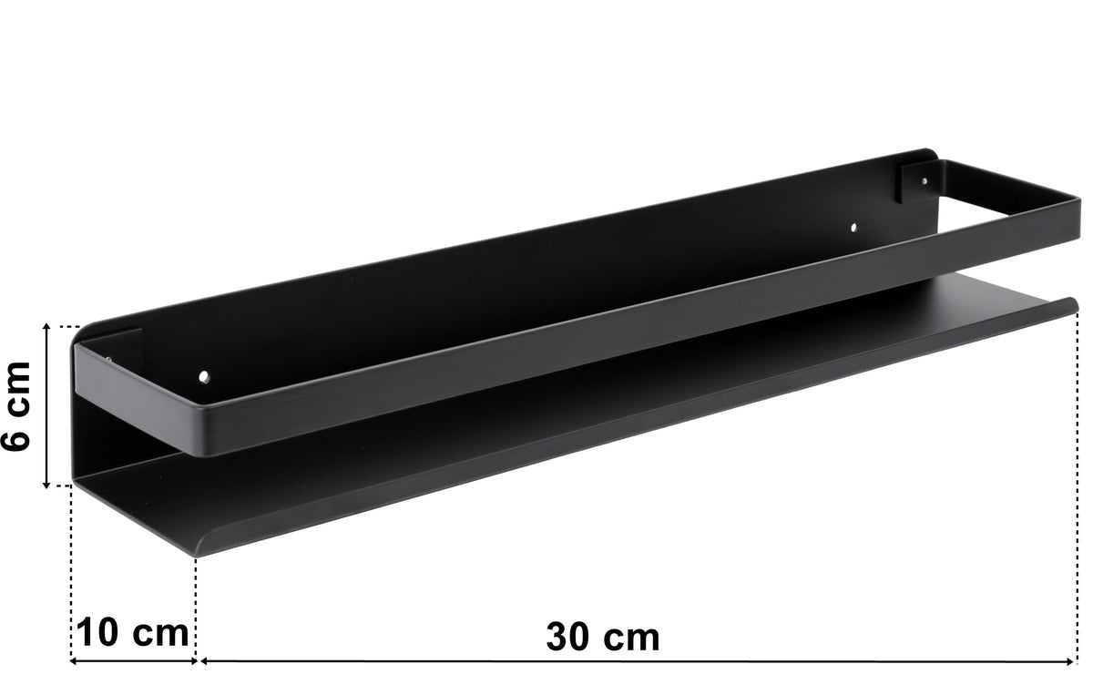 Koupelnová police loftová Megara 30 cm černá