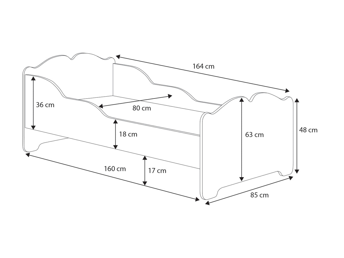Dětská postel ANNA 160 × 80 cm s matrací – motiv princezna s korunkou