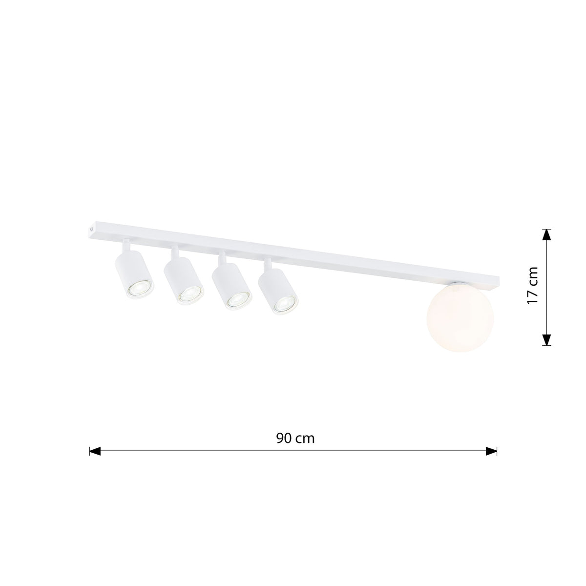 Stropní svítidlo BASTER 5 – bílé, bílé sklo