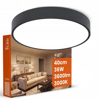Černé kulaté stropní LED svítidlo 36 W, 3000 K, 40 cm – teplá bílá