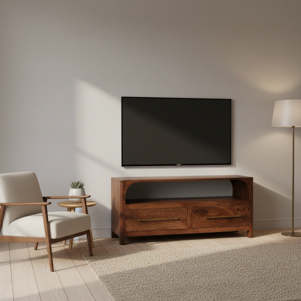 TV stolek z masivního mangového dřeva, 110 × 35 × 50 cm