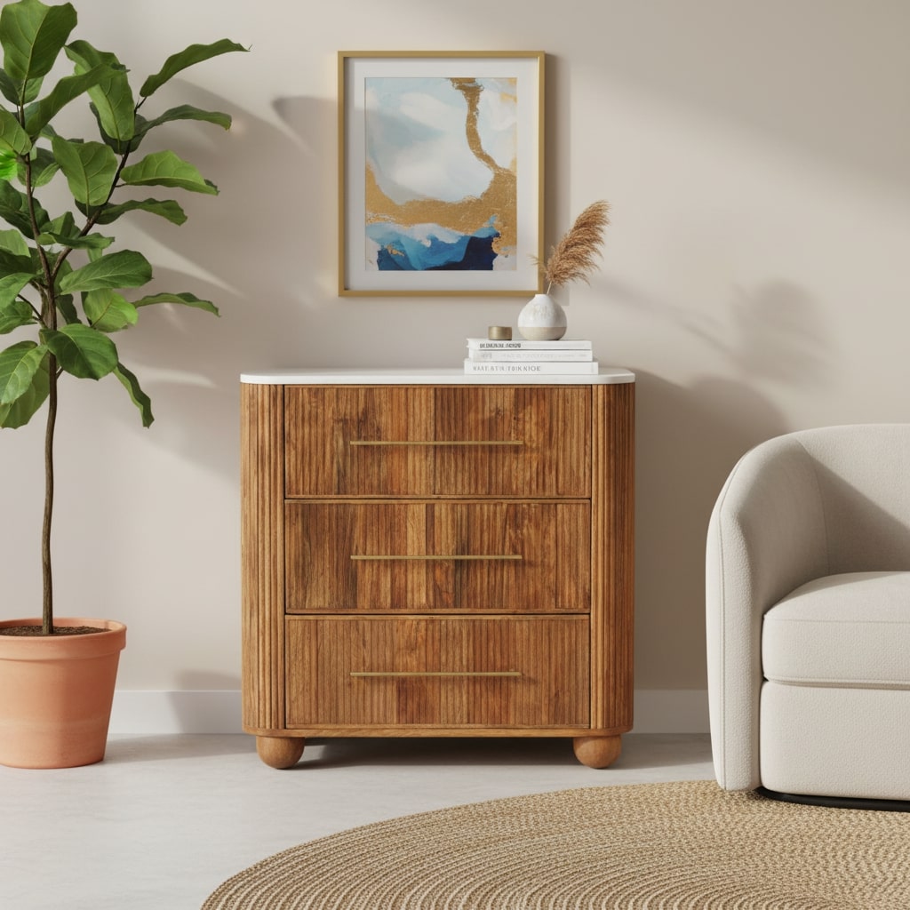 Komoda Beaumont s mramorovým prvkem, 74 × 34 × 78 cm