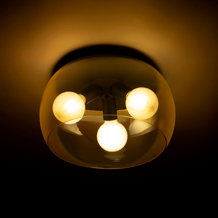 AMANDA stropní matná černá kouřové sklo 230V LED E27 3x15W