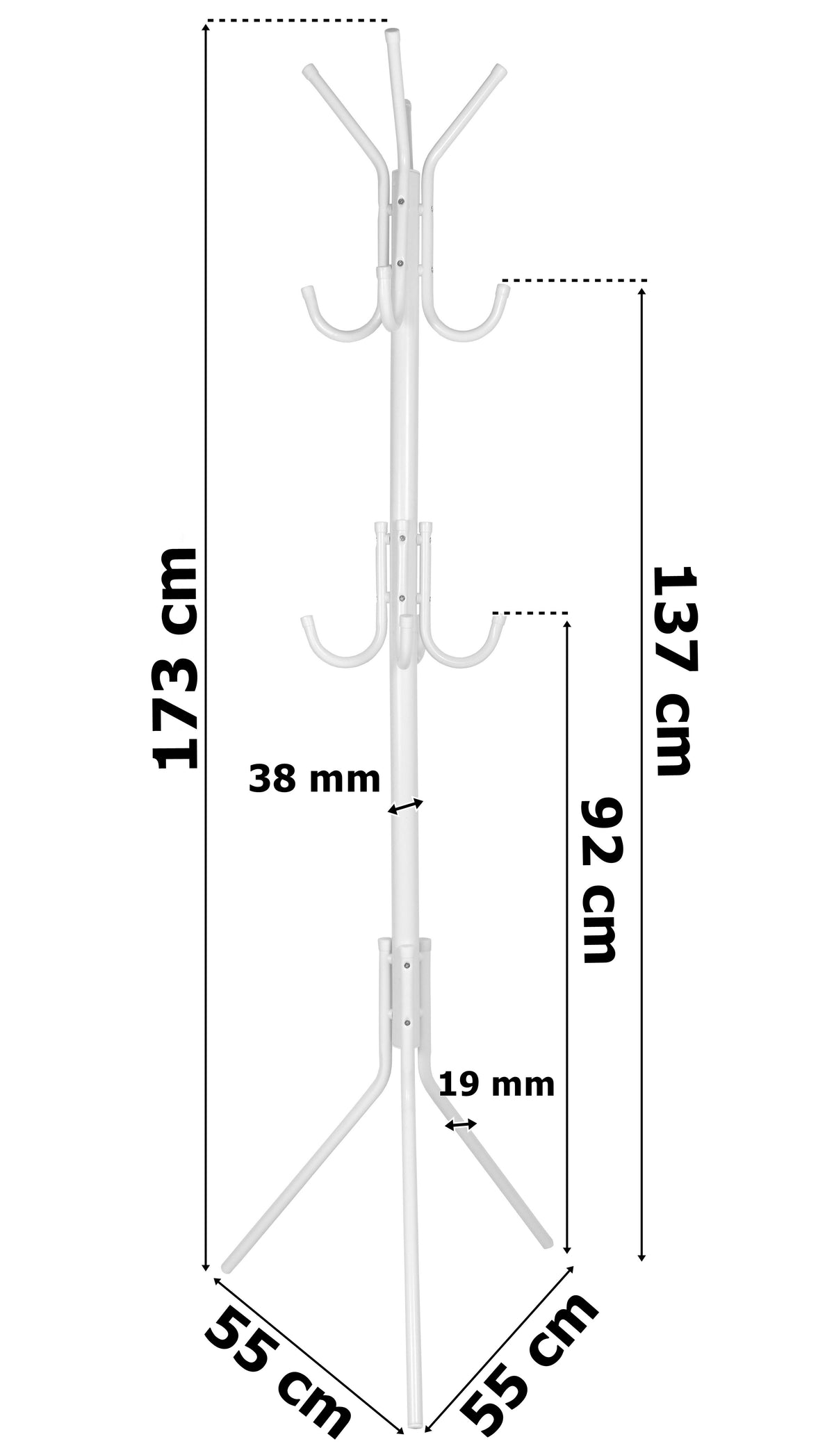 Stojací věšák Pablo, výška 173 cm – bílý