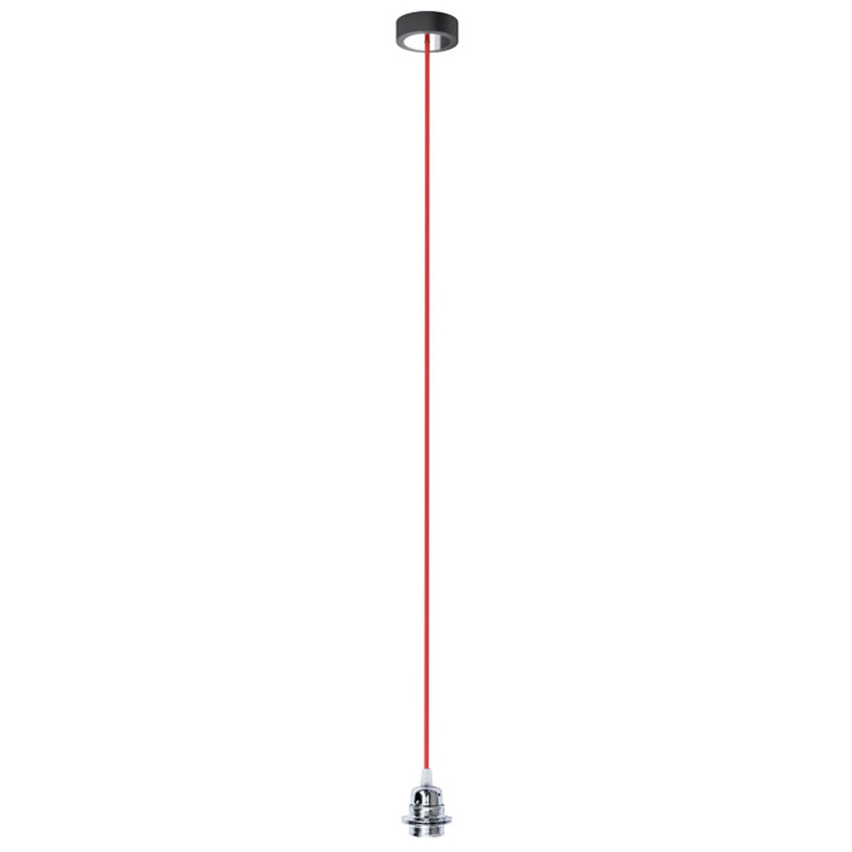 Závěsná sada HEX, základna černá, kabel červený, objímka chrom, patice E27, 15 W