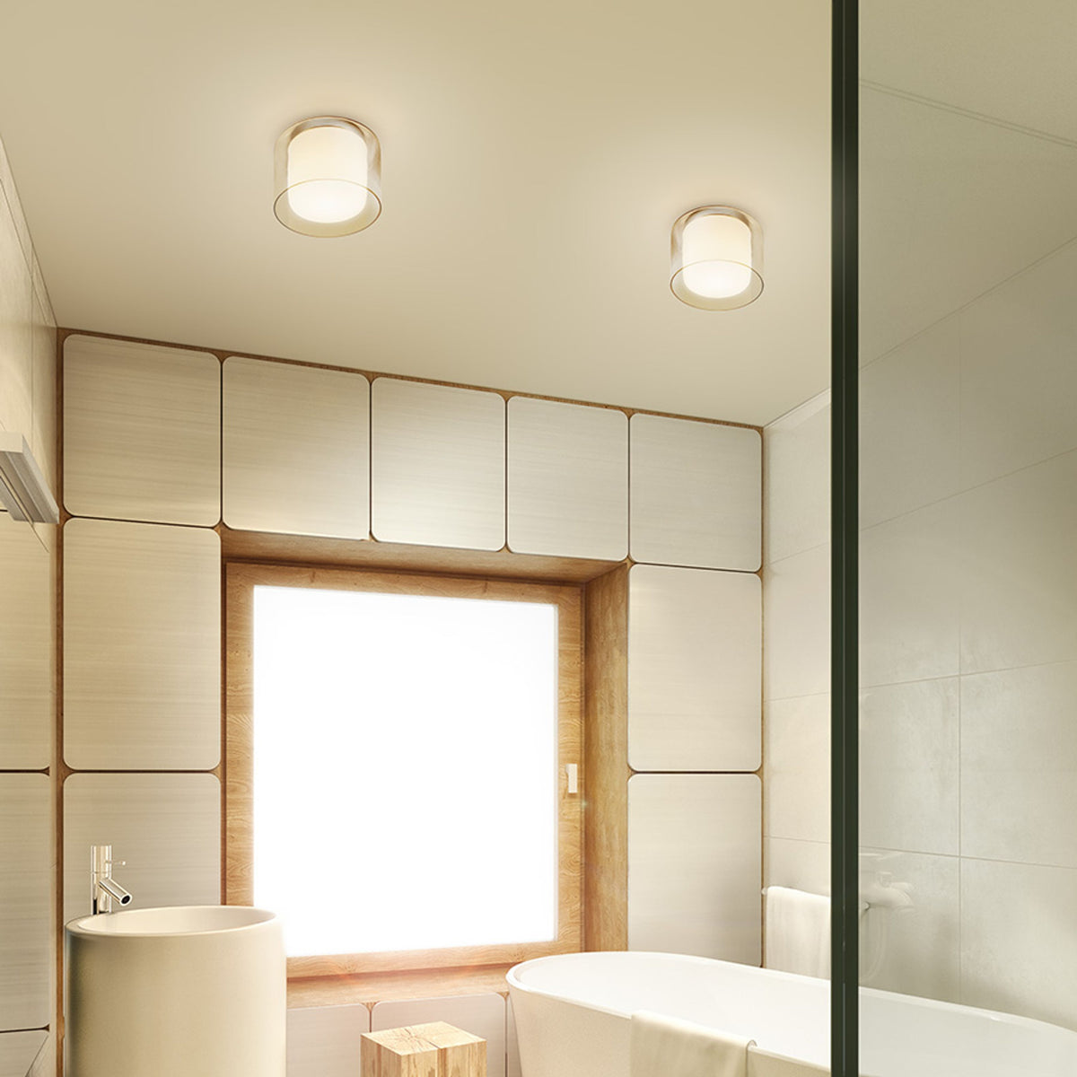 Koupelnové stropní svítidlo VENICE 23, čiré sklo/opálové sklo/chrom, patice E27, 11 W, IP44