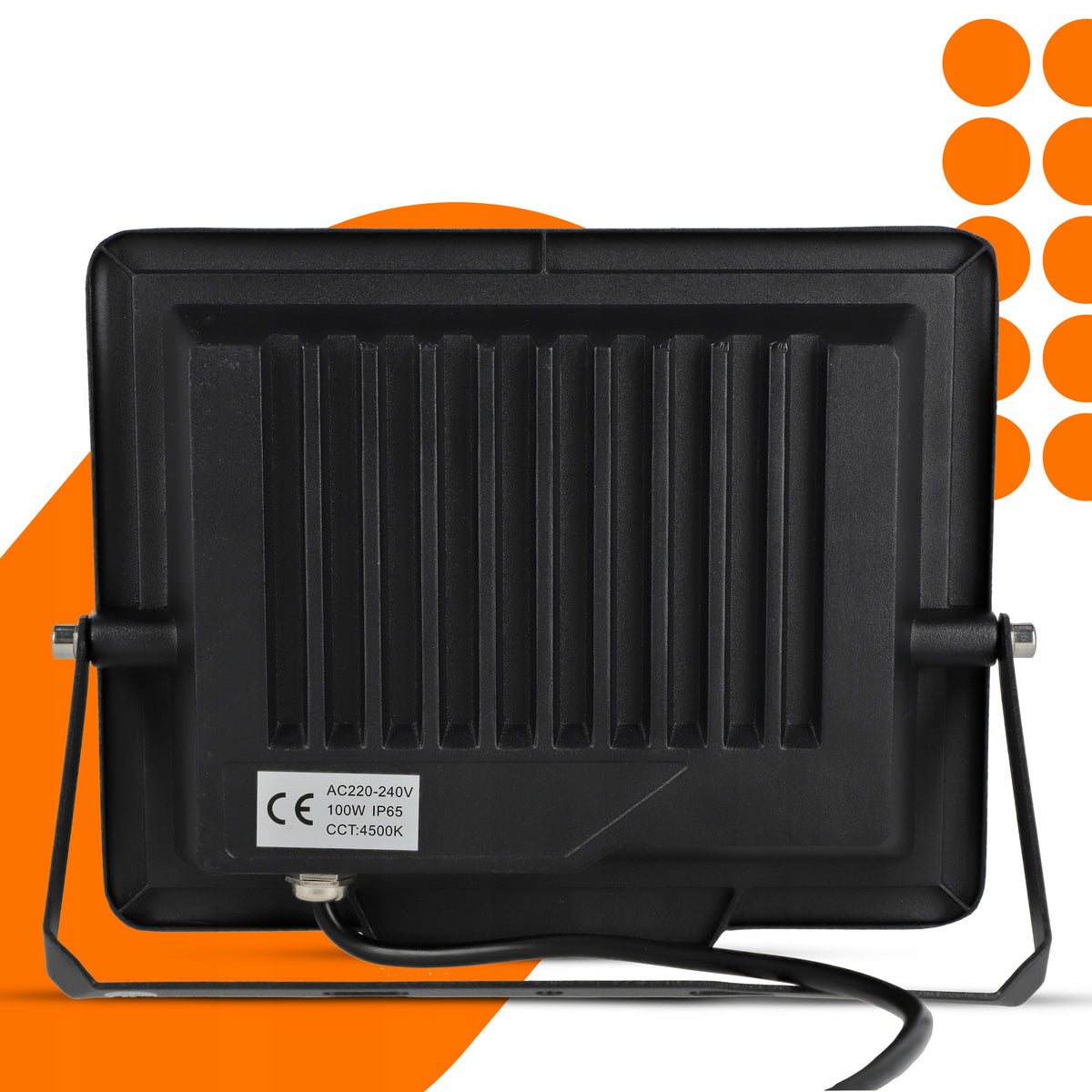 LED reflektor 100 W, 8000 lm, neutrální bílá 4500 K, IP65, 230 V, 23 × 18,5 cm