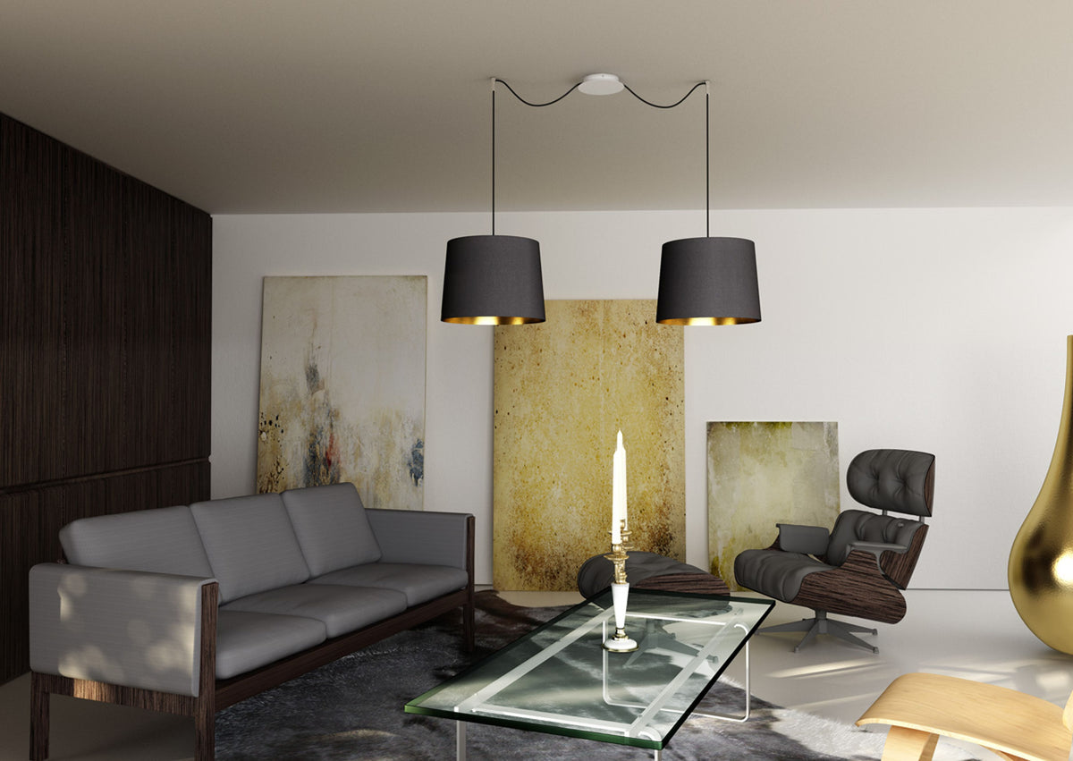 Závěsná sada KOMBIX 2, 2 závěsy, základna bílá, kabel černý, objímka chrom, patice E27, 2× 15 W – fotografie 6