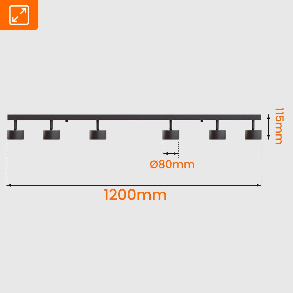 Černé přisazené bodové svítidlo GX53 120 cm, nastavitelné