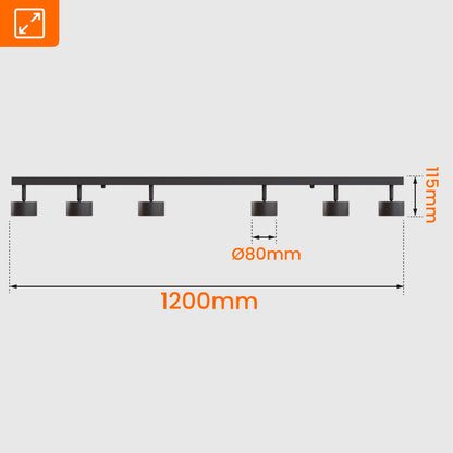 Černé přisazené bodové svítidlo GX53 120 cm, nastavitelné