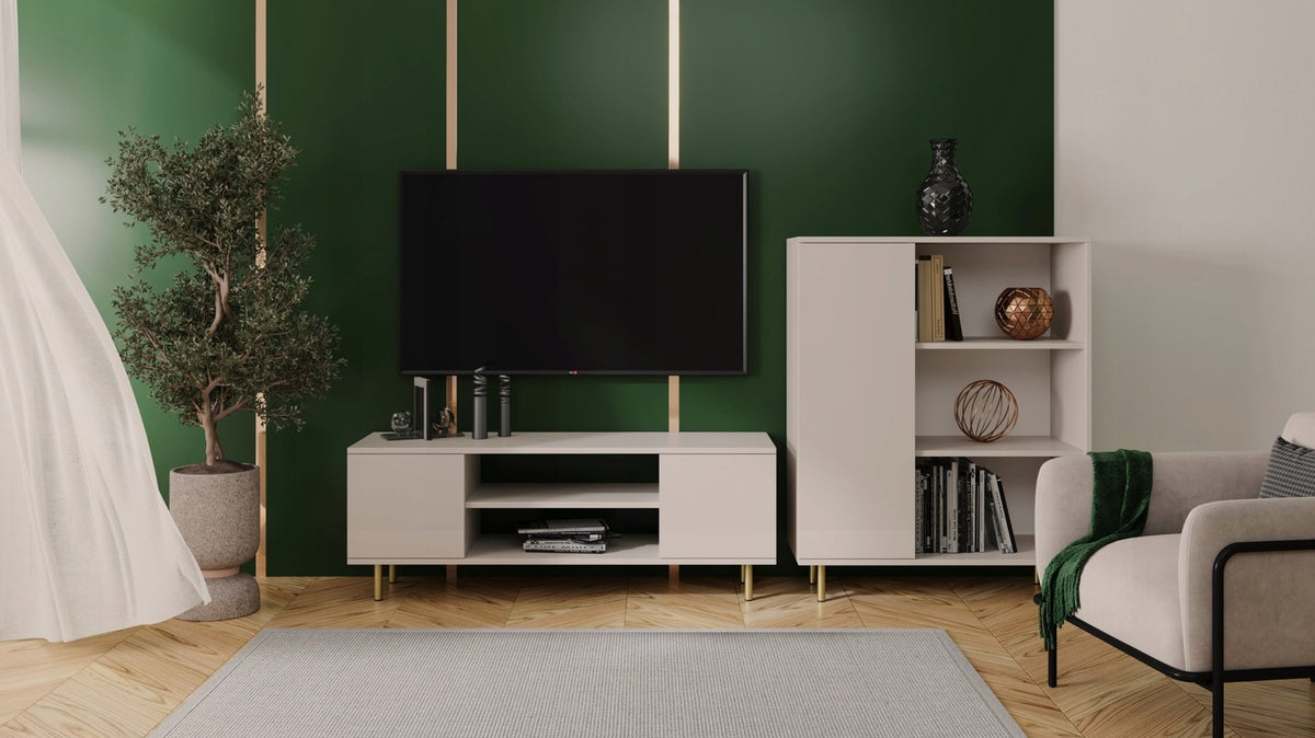 TV stolek FOCUS 135 cm – kašmír, zlaté nožky