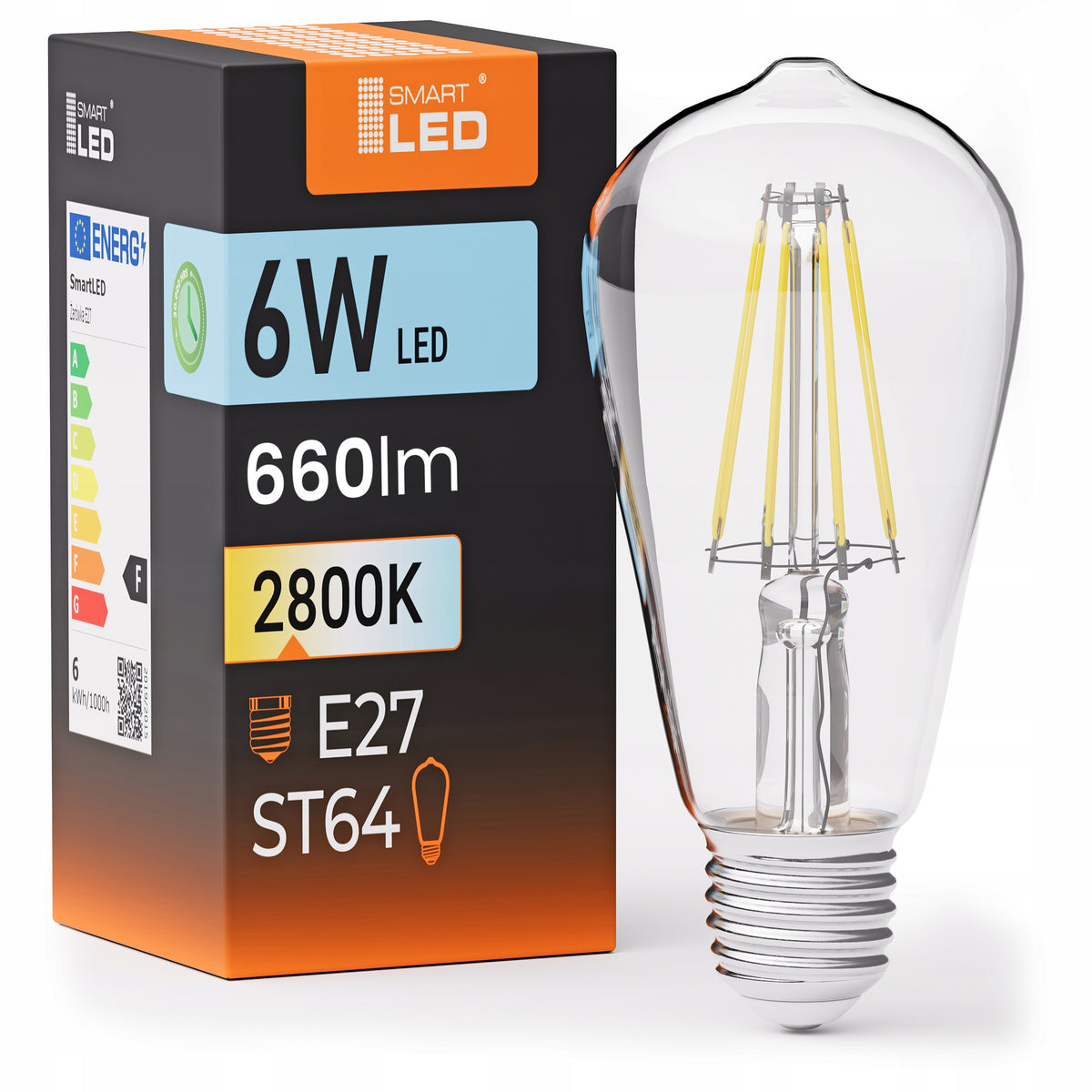 LED žárovka E27 230 V, 6 W, 660 lm, 2800 K – teplá bílá