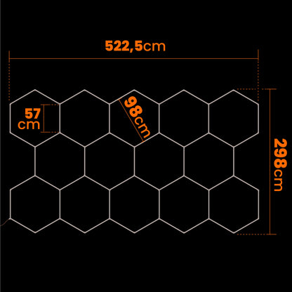 LED HEXAGON osvětlení do garáže 522 × 298 cm