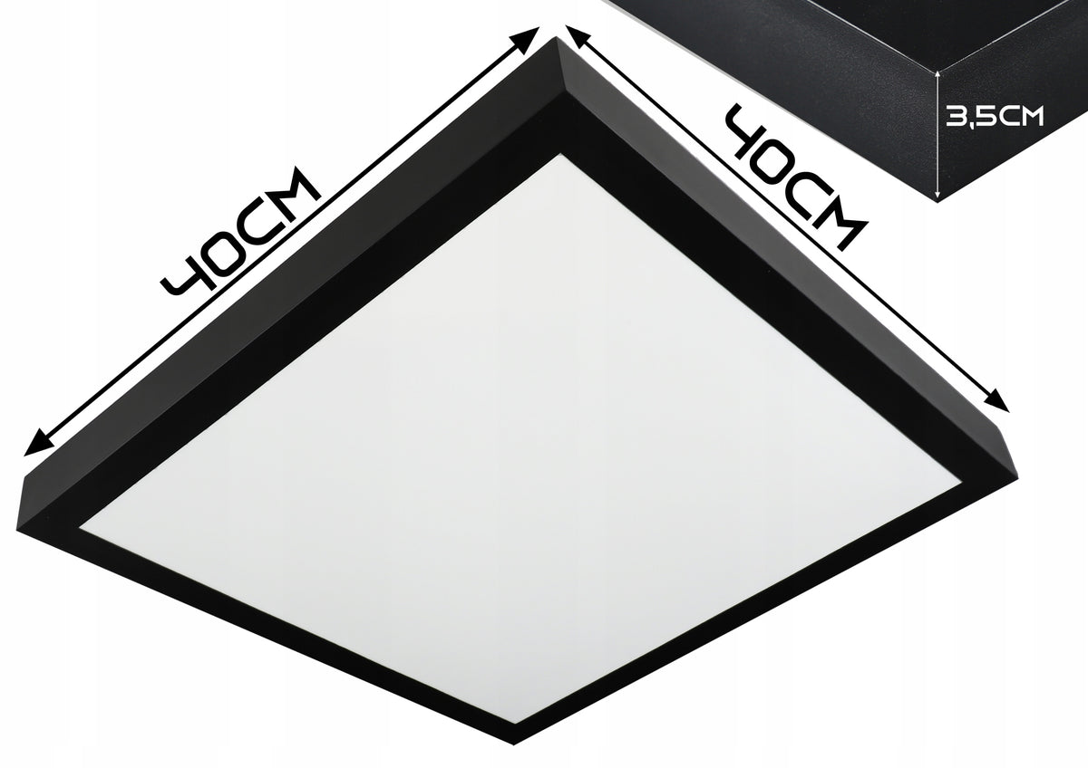 Černý přisazený LED panel 36 W, 40 × 40 cm