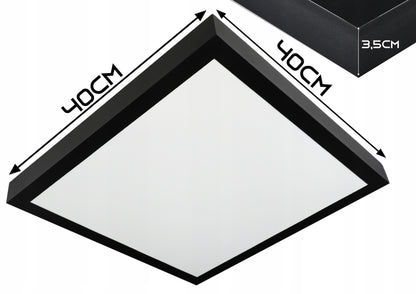 Černý přisazený LED panel 36 W, 40 × 40 cm