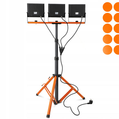 LED pracovní reflektor na stativu 3 × 100 W, 33 000 lm, 4500 K, IP65, výška 180 cm