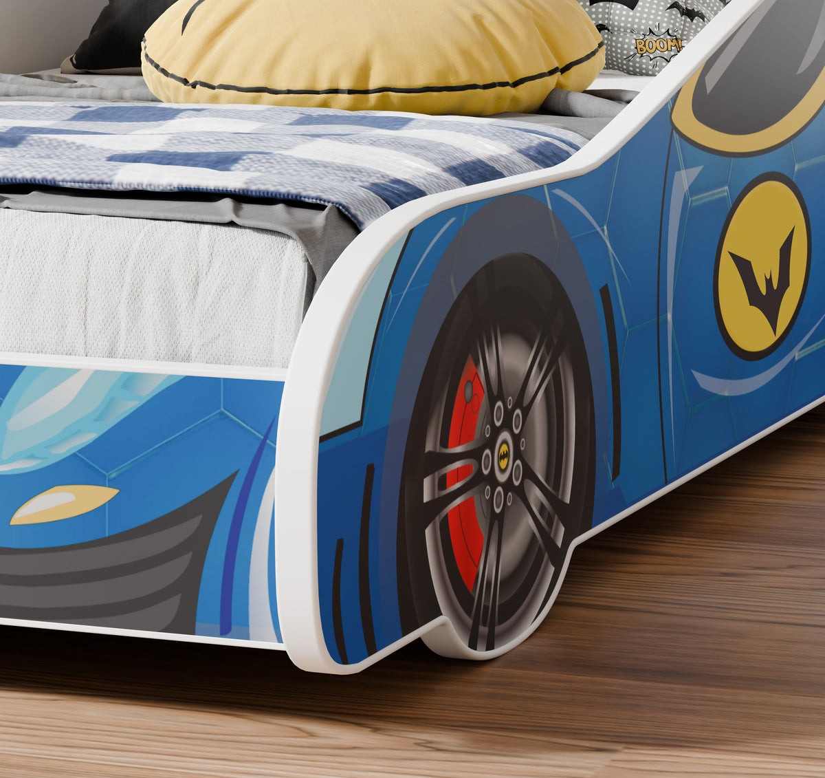 Dětská postel BATCAR 160 × 80 cm s matrací – motiv BATCAR