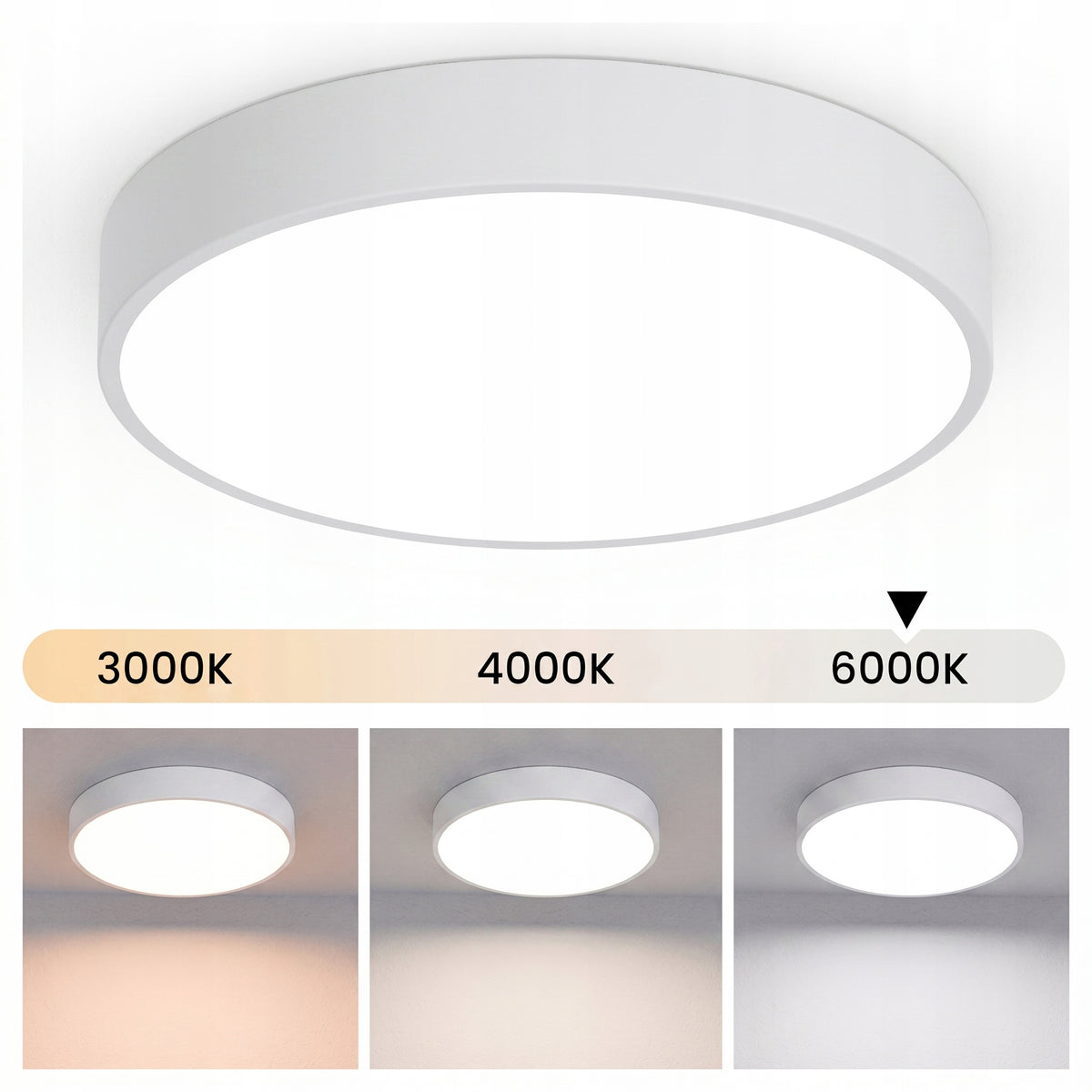 Bílé kulaté stropní LED svítidlo 48 W, 4800 lm, 50 cm, stmívatelné, CCT
