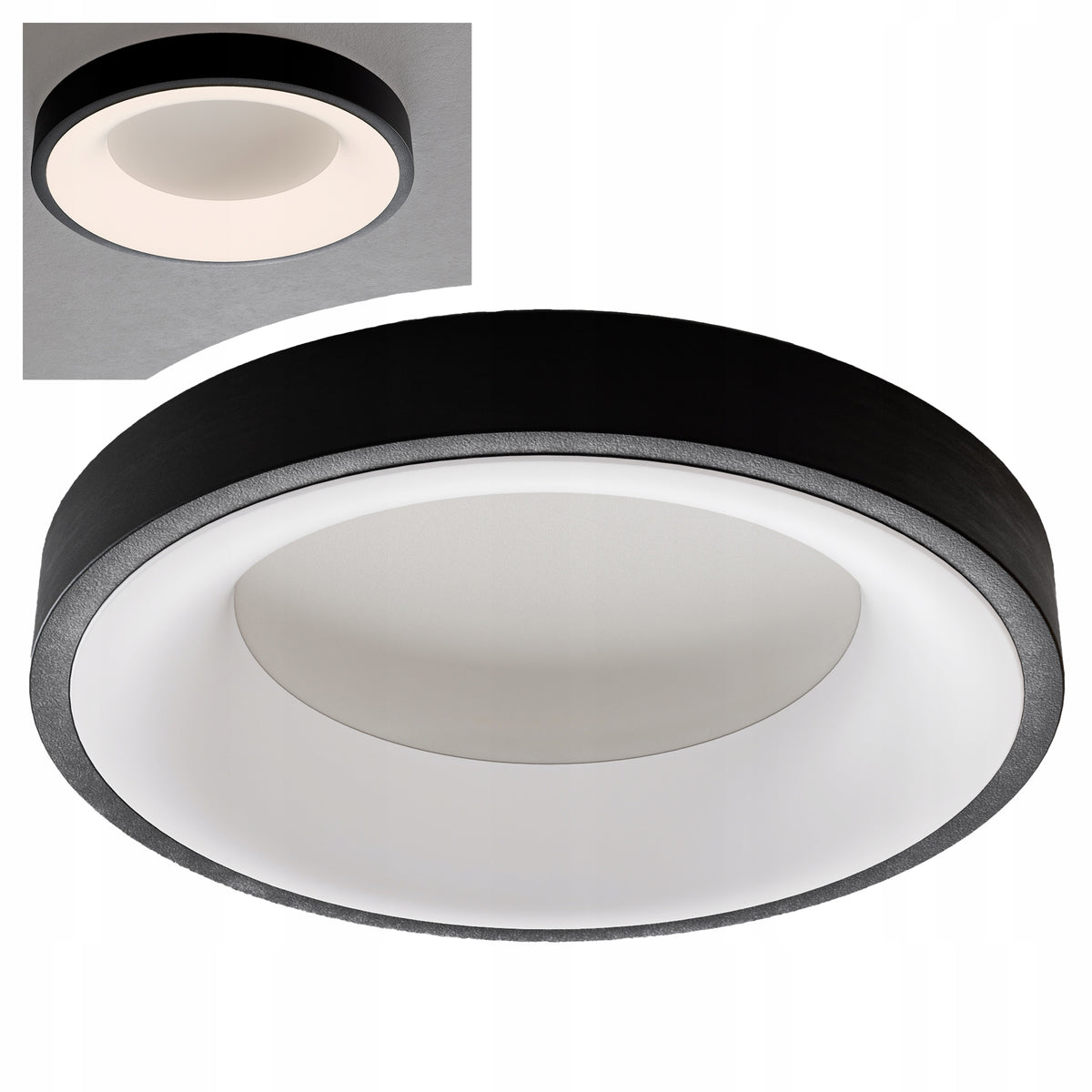 Černé kulaté stropní LED svítidlo 50 W, 4000 K