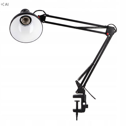 Černá stolní lampa E27, s klipsem