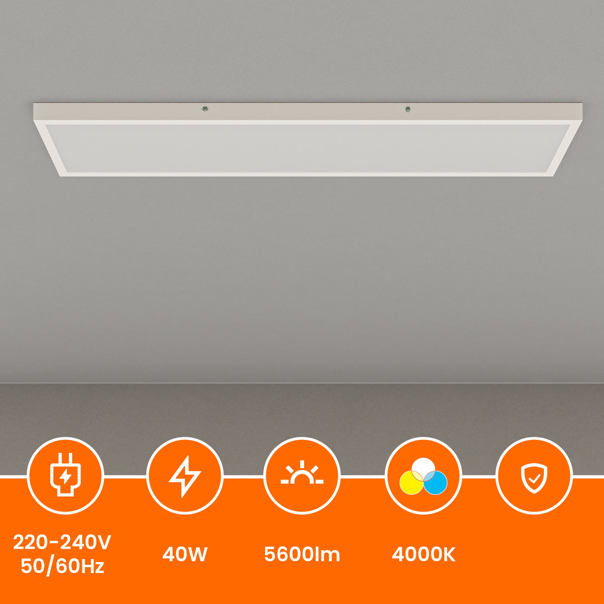 Stropní LED svítidlo 5600 lm, 30 × 120 cm