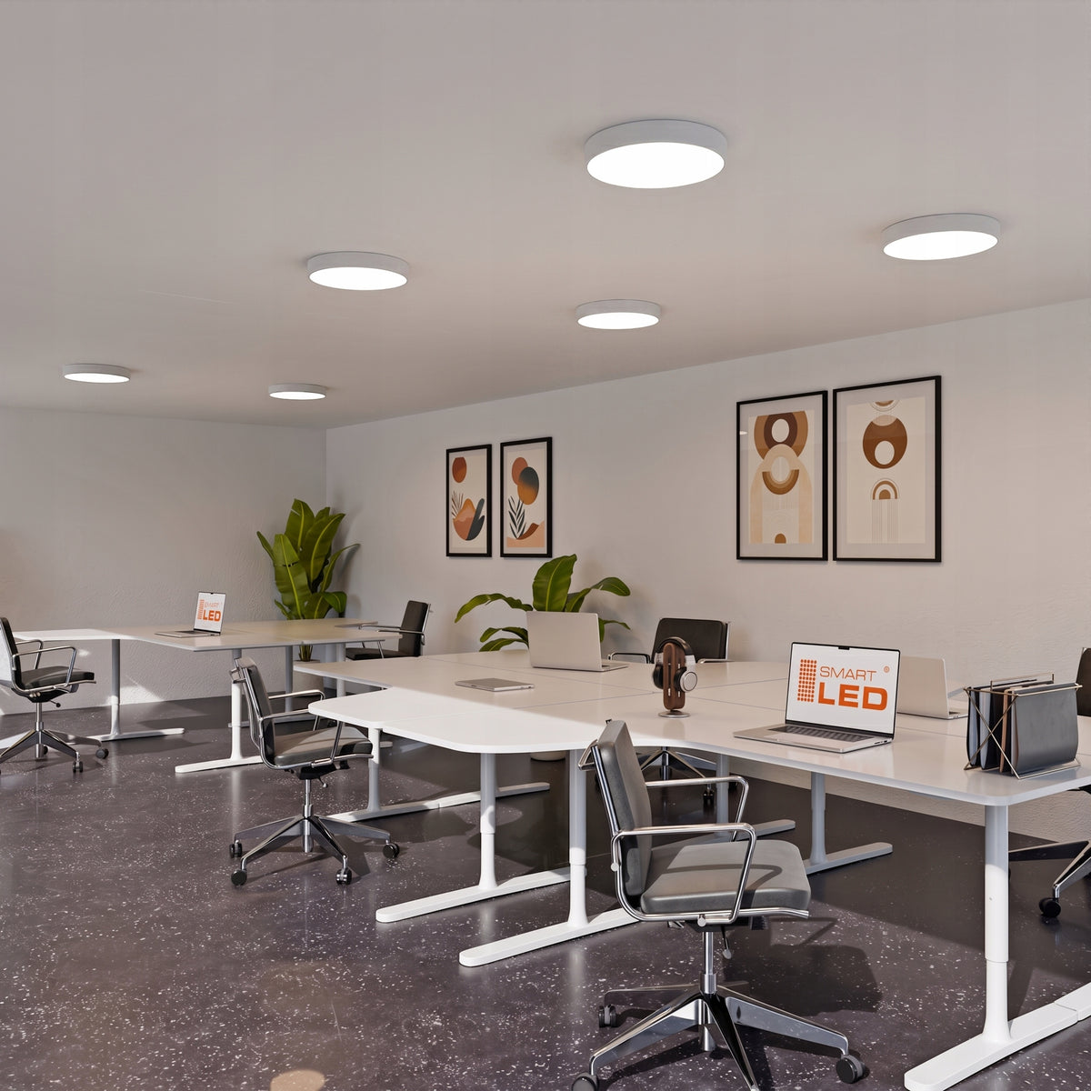 Bílé kulaté stropní LED svítidlo 48 W, 4800 lm, 50 cm, stmívatelné, CCT