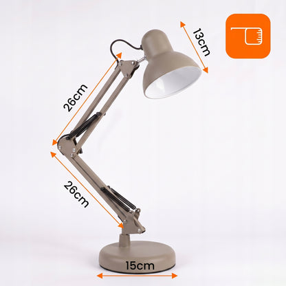 Béžová stolní lampa E27, nastavitelná, s klipsem