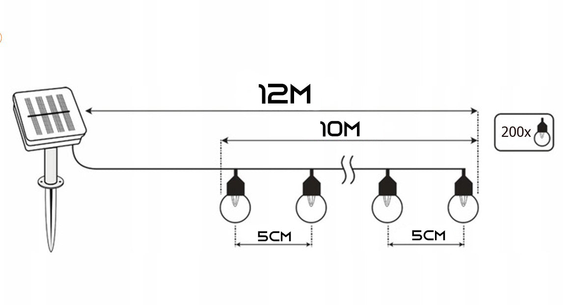 LED solární zápichové svítidlo 10 m