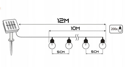 LED solární zápichové svítidlo 10 m