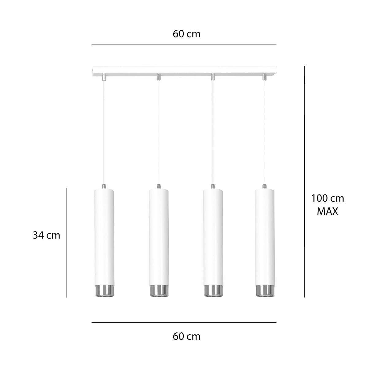 Závěsné svítidlo KIBO 4 – bílé / chromové