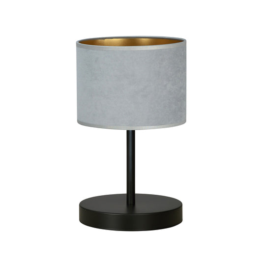 Stolní lampa HILDE LN1 – černá, šedé textilní stínidlo