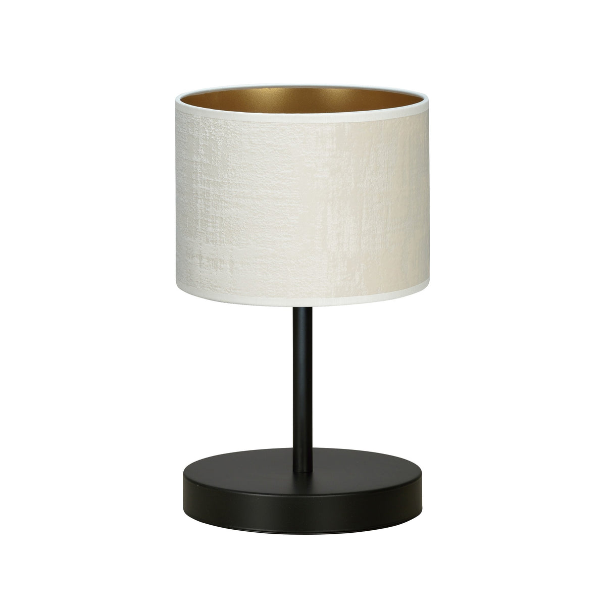 Stolní lampa HILDE LN1 – černá, bílé textilní stínidlo