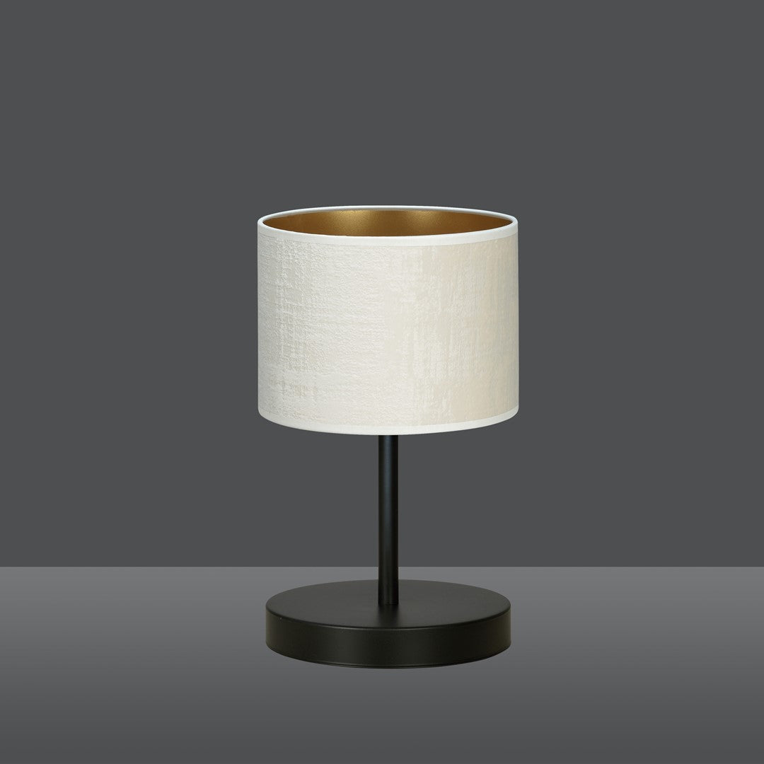 Stolní lampa HILDE LN1 – černá, bílé textilní stínidlo