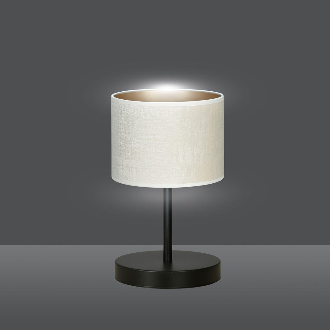 Stolní lampa HILDE LN1 – černá, bílé textilní stínidlo