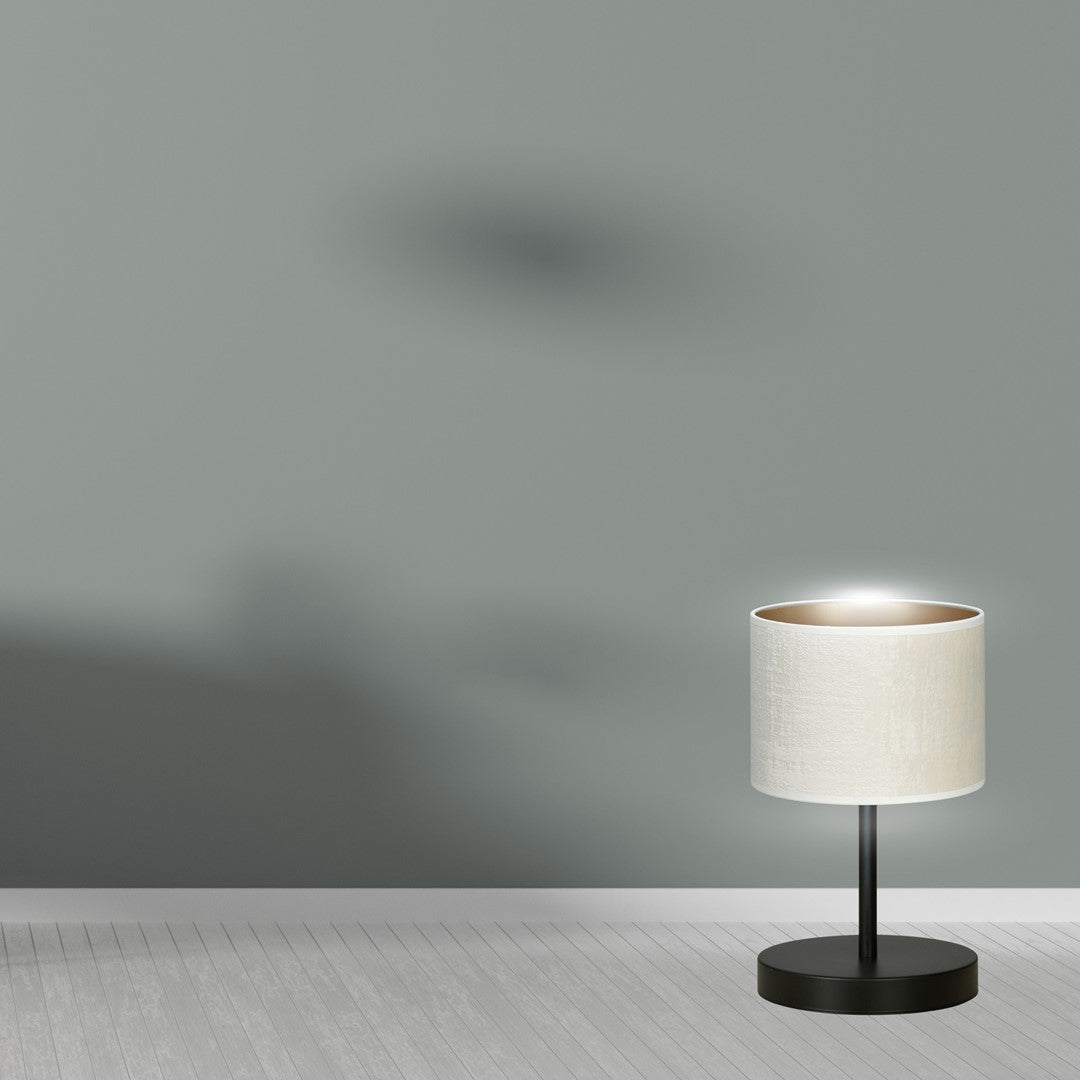 Stolní lampa HILDE LN1 – černá, bílé textilní stínidlo