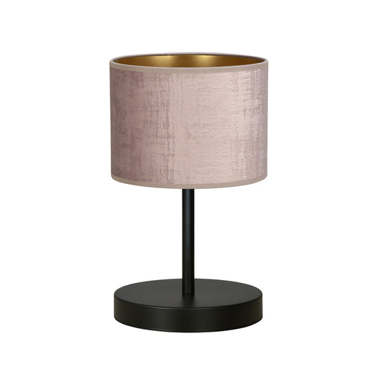 Stolní lampa HILDE LN1 – černá, růžové textilní stínidlo