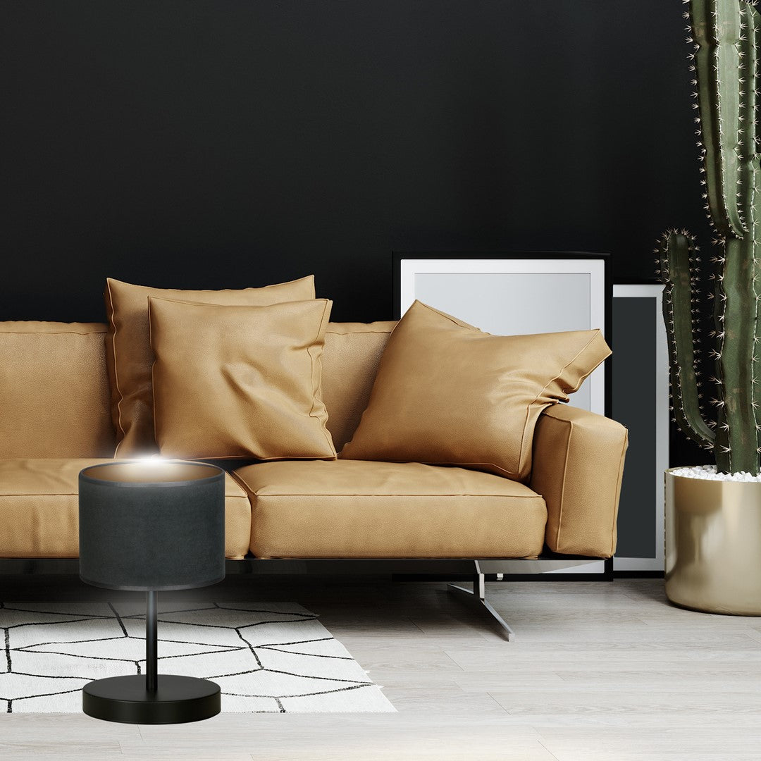 Stolní lampa HILDE LN1 – černá, černé textilní stínidlo