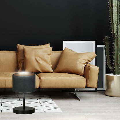 Stolní lampa HILDE LN1 – černá, černé textilní stínidlo