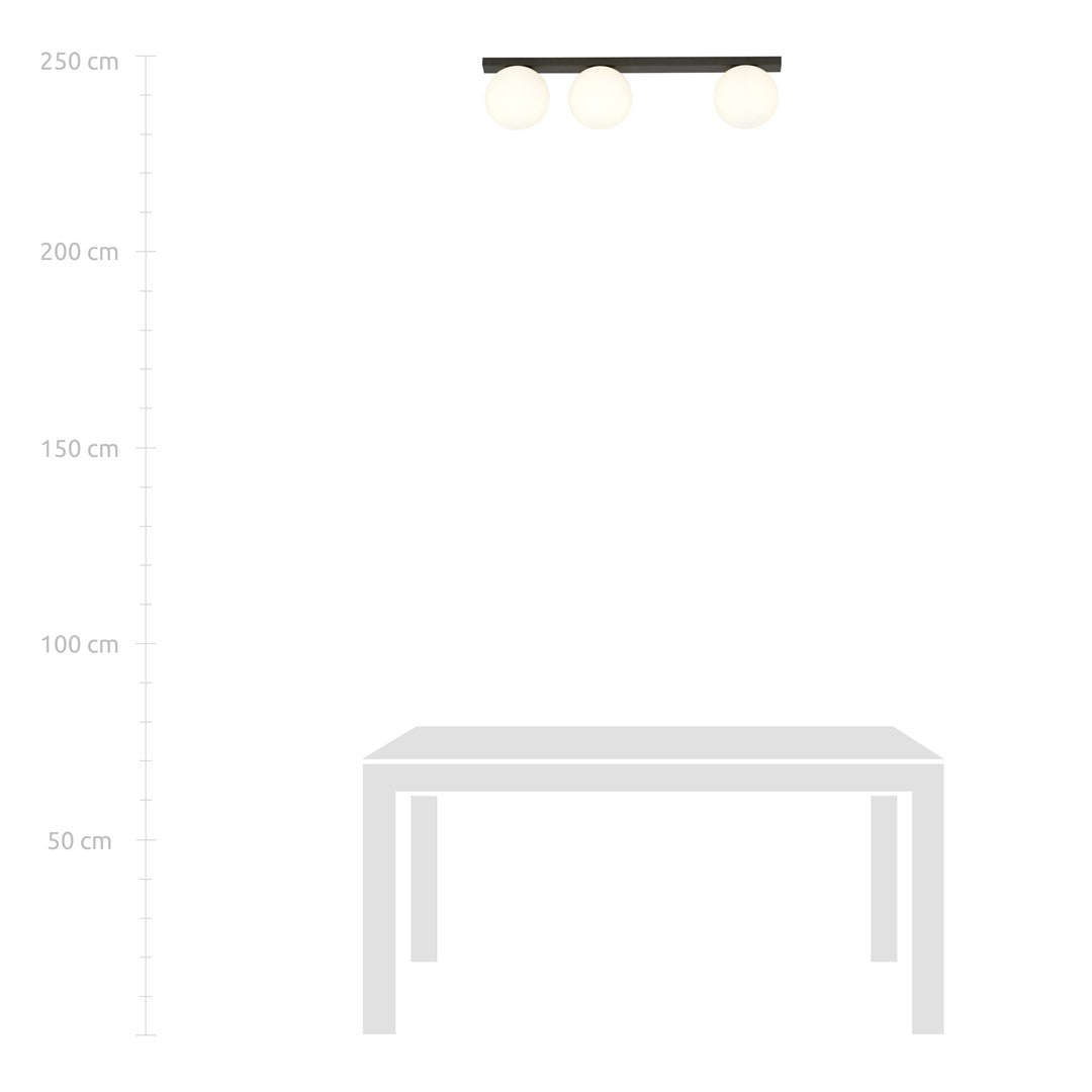 Stropní svítidlo FIT 3 – černé, opálové sklo