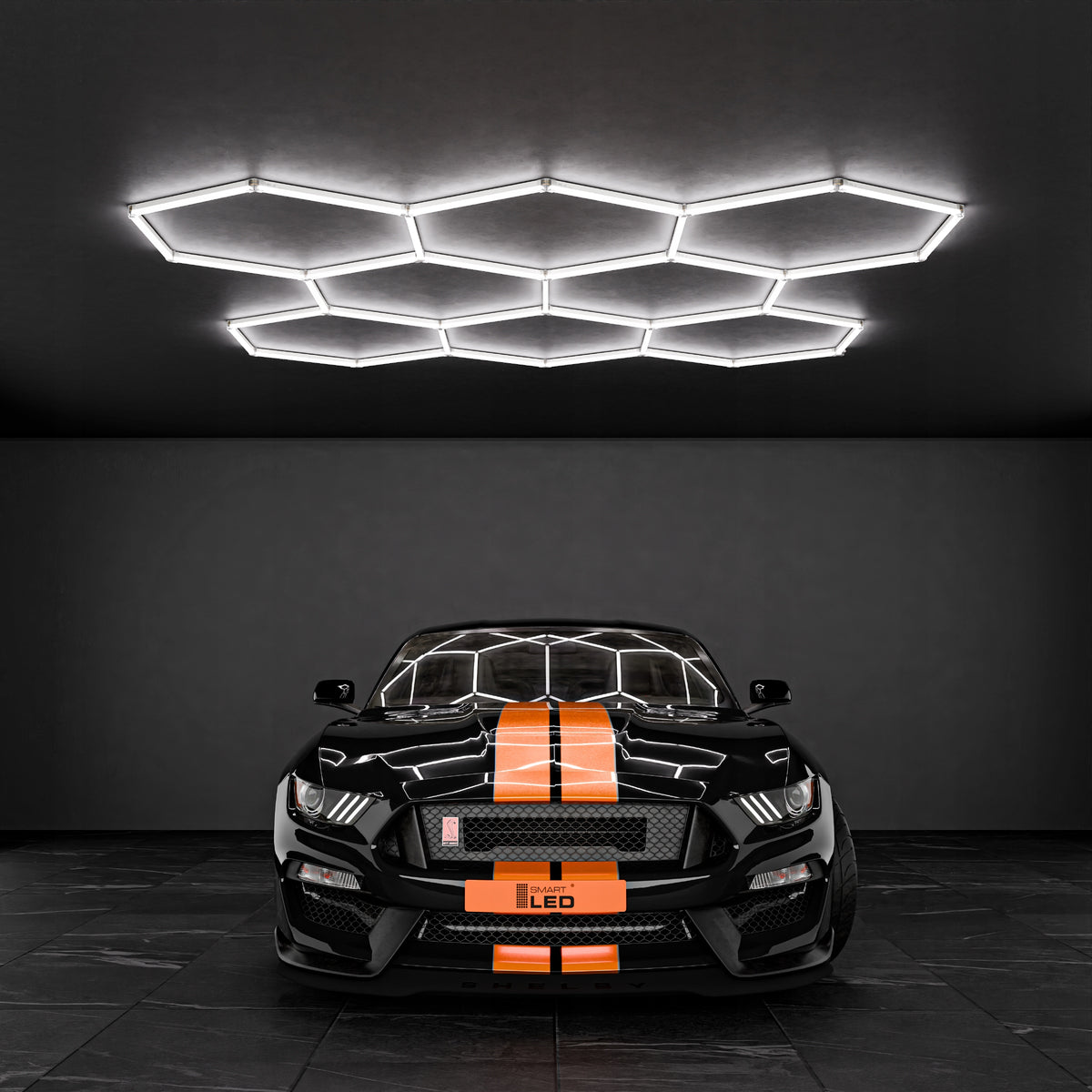 LED HEXAGON osvětlení do garáže 313 × 298 cm