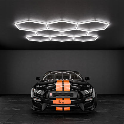 LED HEXAGON osvětlení do garáže 313 × 298 cm