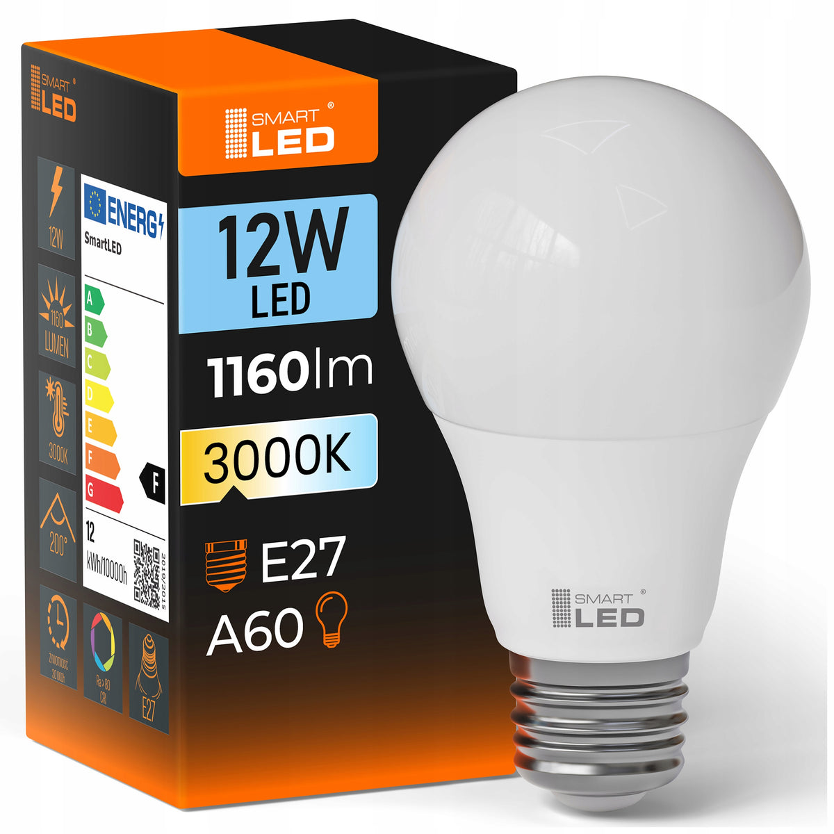 LED žárovka E27 230 V, 12 W, 1160 lm, 3000 K – teplá bílá