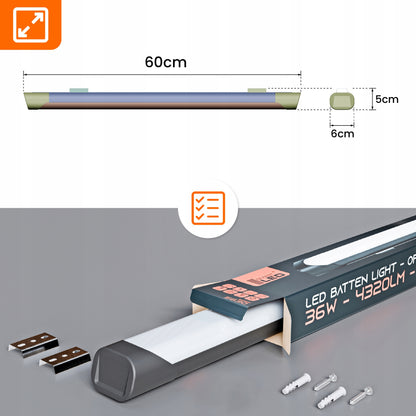 Prachotěsné LED svítidlo 36 W, 4320 lm, 60 cm