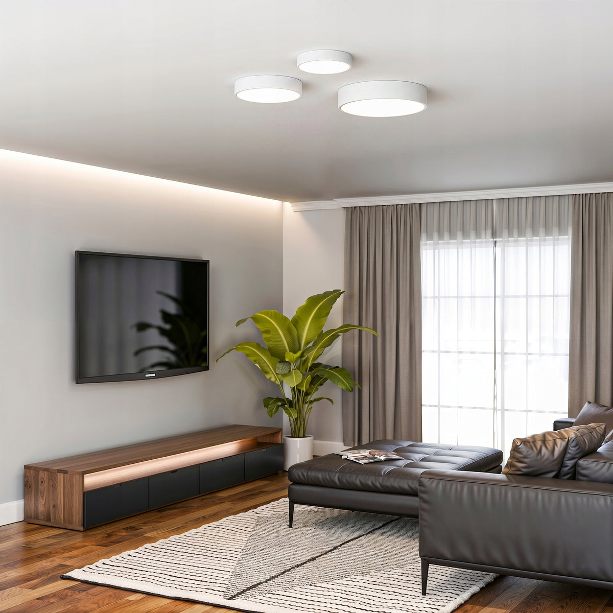 Bílé kulaté stropní LED svítidlo 18 W, 1800 lm, 30 cm