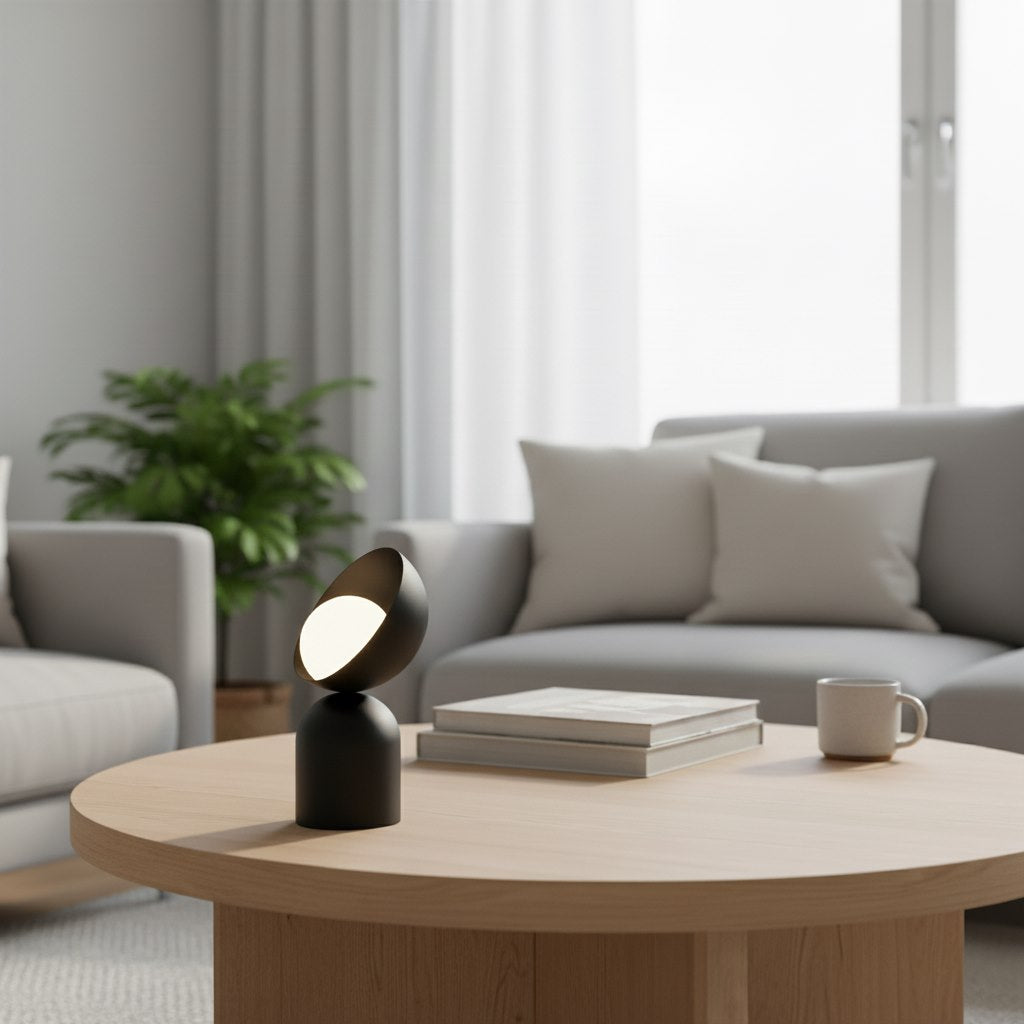 Stolní lampa BOTO LN1 – černá, bílé sklo