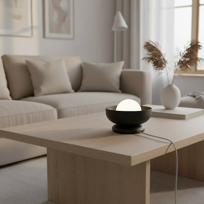 Stolní lampa OZZY LN1 – černá, bílé sklo