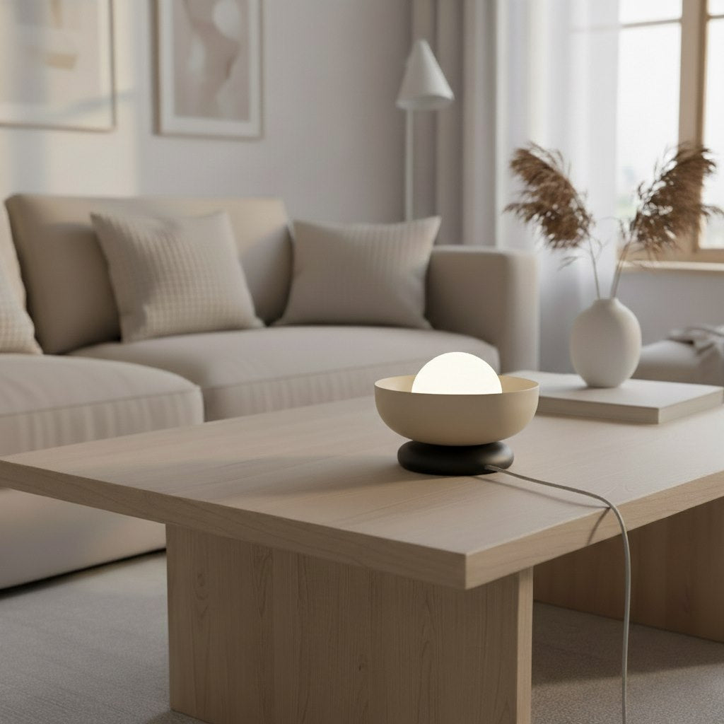 Stolní lampa OZZY LN1 – černá / moka, bílé sklo