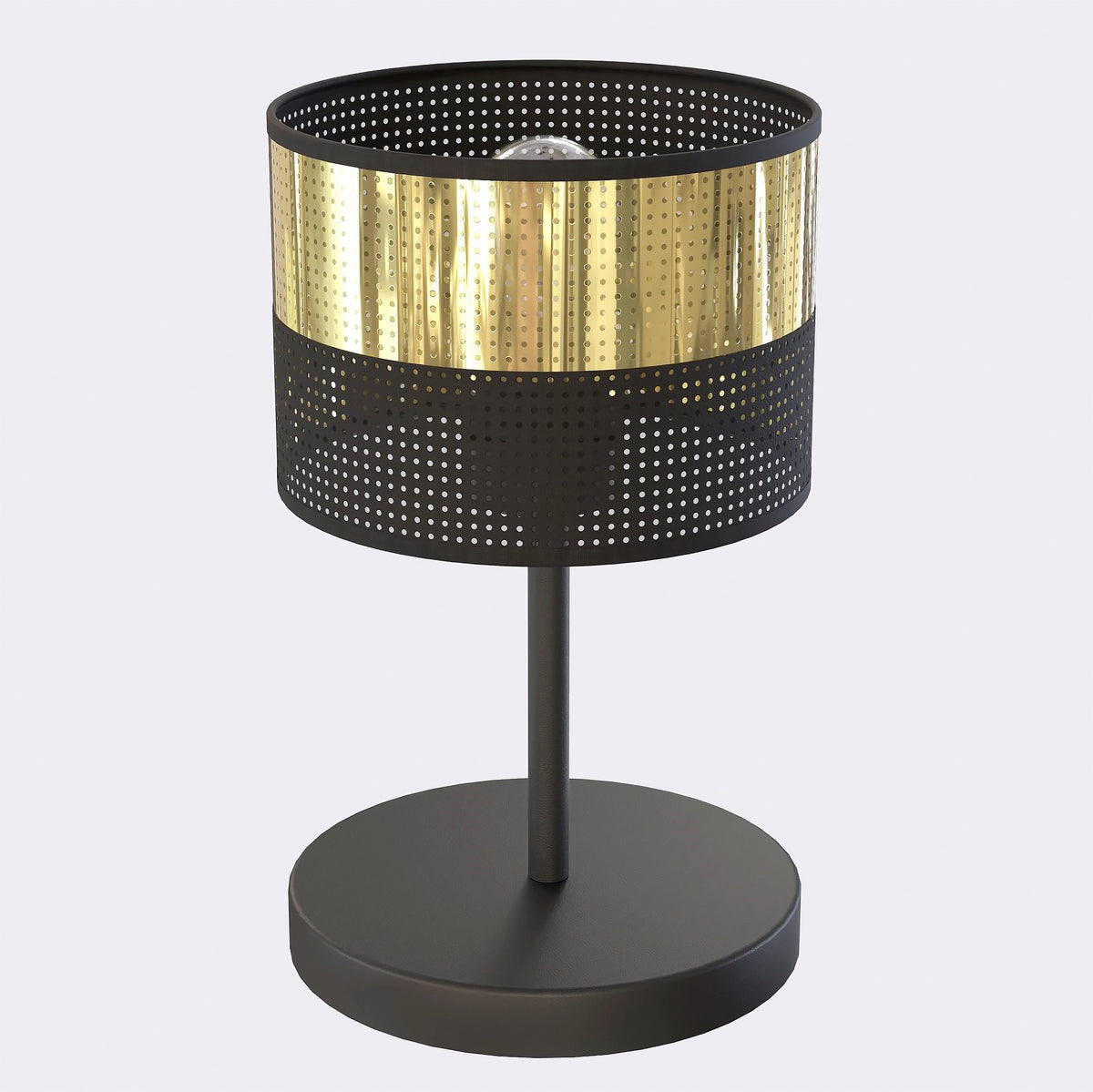 Stolní lampa LUX LN1 – černá / zlatá, zlaté textilní stínidlo